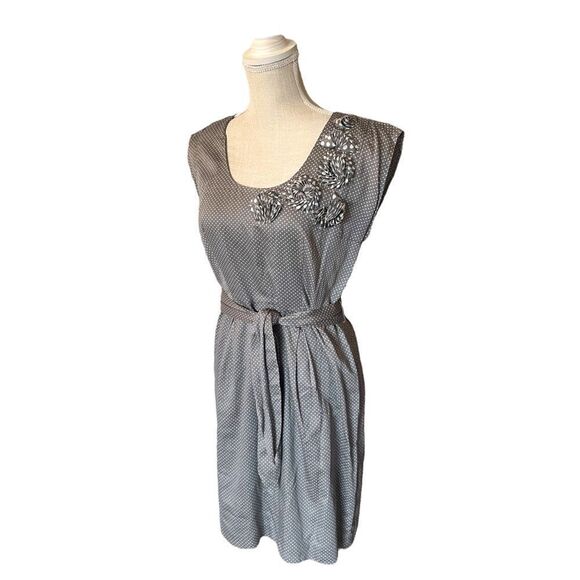 Loft Women's Gray 100% Cotton Scoop Neck Sleeveless Knee Length Dress - Picture 8 of 12